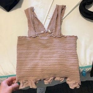 Pink ribbed crop top